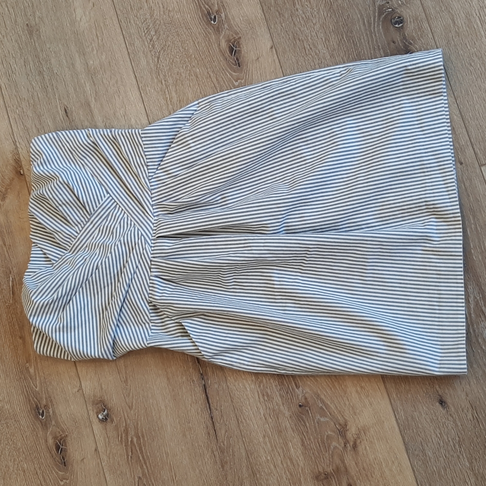 UK Style French Connection Banker Striped Strapless Dress Pockets 10 pet…